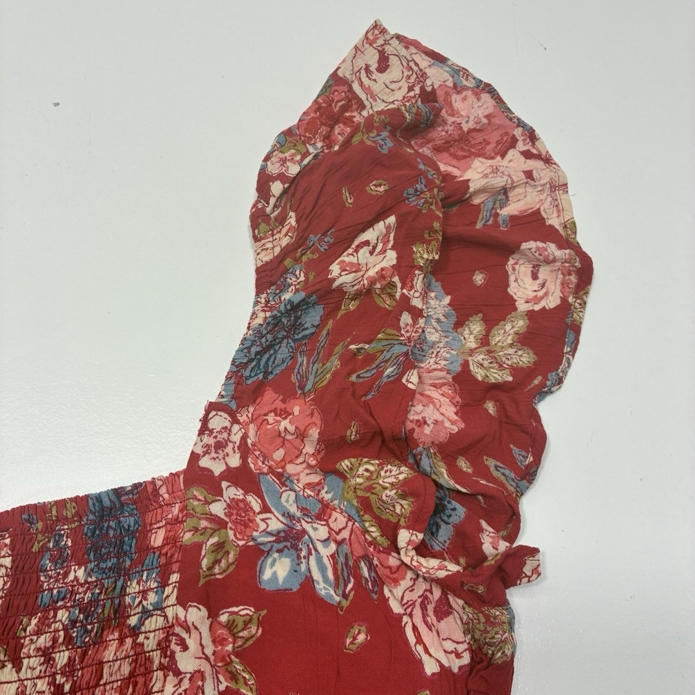 Magnolia Boutique Floral Babydoll Top Womens‎ Medium Red Boho v-neck  Casual - Picture 9 of 12